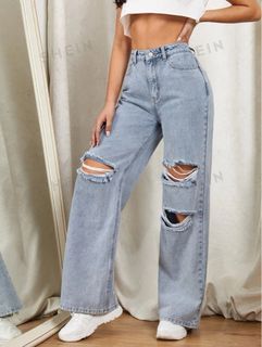 Shein Ripped Wide Leg Jeans