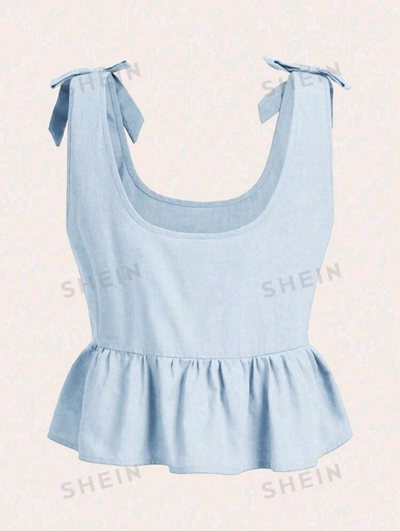 BNWT: Shein Woven Bow Tank Top (Category: Sleeveless) located in San Fernando. Submitted by treasurebest (Listing ID 1302668897, Image 2). Description: brand new RFS: Too big for me Status: Available Pls be respectful of each other's time. When you DM and say you are interested and when I say ok then you leave me on seen, please reply if you are really going to buy or not..
