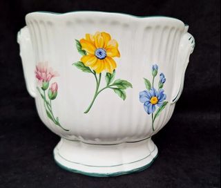 Tiffany & Co Ceramic floral motif planter multicolored hand painted