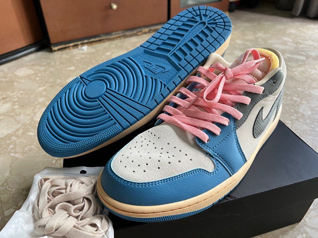 US10.5 Nike Air Jordan 1 Low SE Tokyo 96 Tokyo Vintage UNC Grey Blue not Dunk Men s Fashion Footwear Sneakers on Carousell