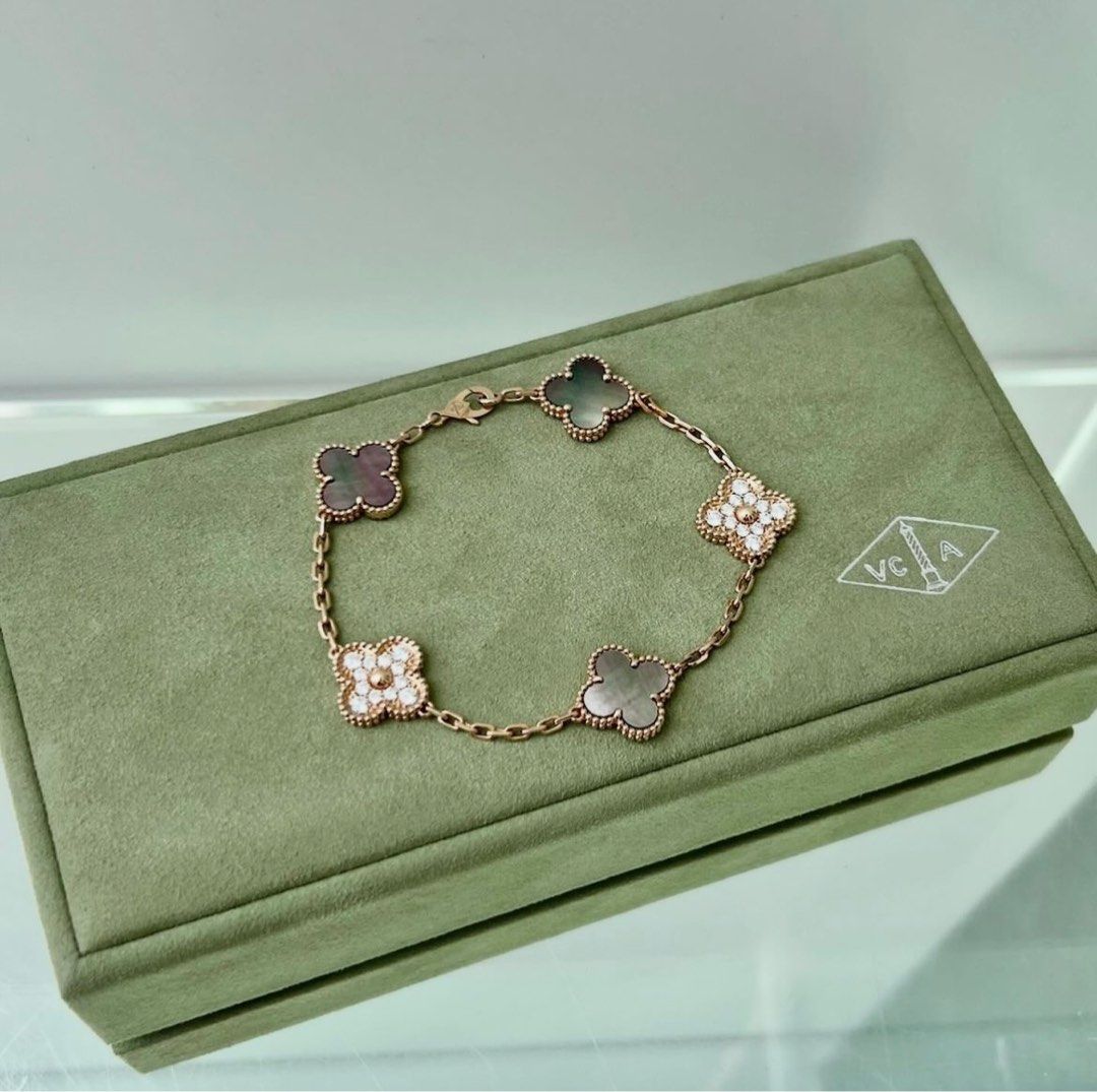 VCA Vintage Alhambra motifs Rose gold/Diamonds/Mother-of-pearl