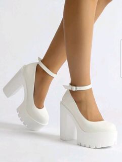 White Platform High Heels Shoes Size 39
