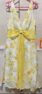 y2k yellow chiffon dress