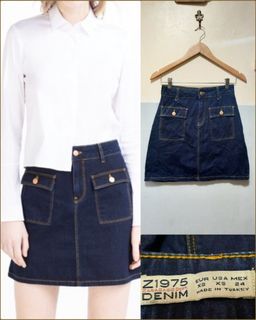 Zara Front Pocket Denim Skirt