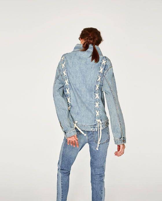 Zara lace up Denim Jacket Women s Fashion Coats Jackets and Outerwear on Carousell