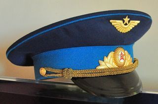 1960s RUSSIAN SOVIET AIR FORCE OFFICER CEREMONIAL DRESS CAP HAT VISOR sz.59