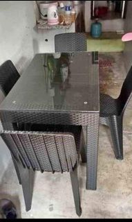 2 seater / 4 seater / 6 seater / 8 seater rattan table with chairs with or without glass