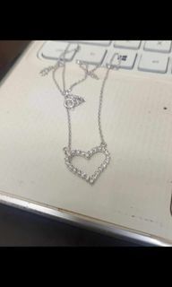 2ct round cut Vvs1D Diamond heart pendant with chain 14k white gold