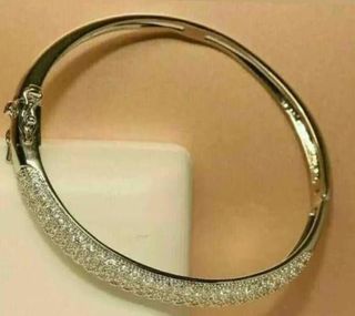 6ct round cut vvs1D Diamond  bangle bracelet 14k white gold