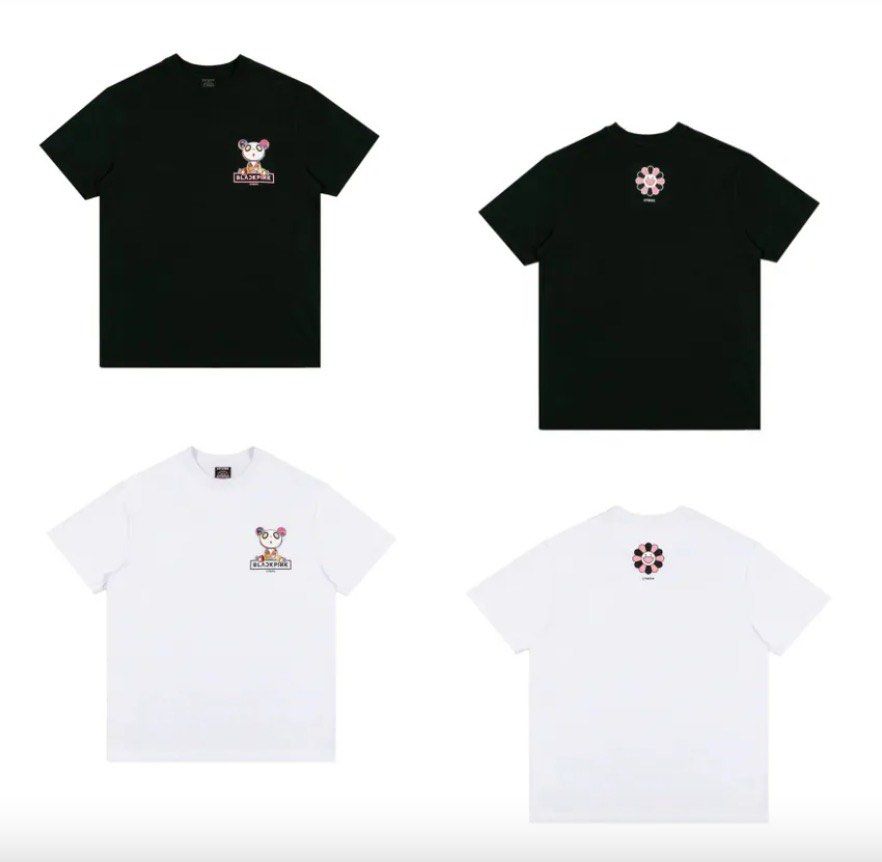 村上隆BLACKPINK + Takashi Murakami Part 2  In Your area crossover Signature T -Shirt MUSINSA 胸口熊貓短T TEE