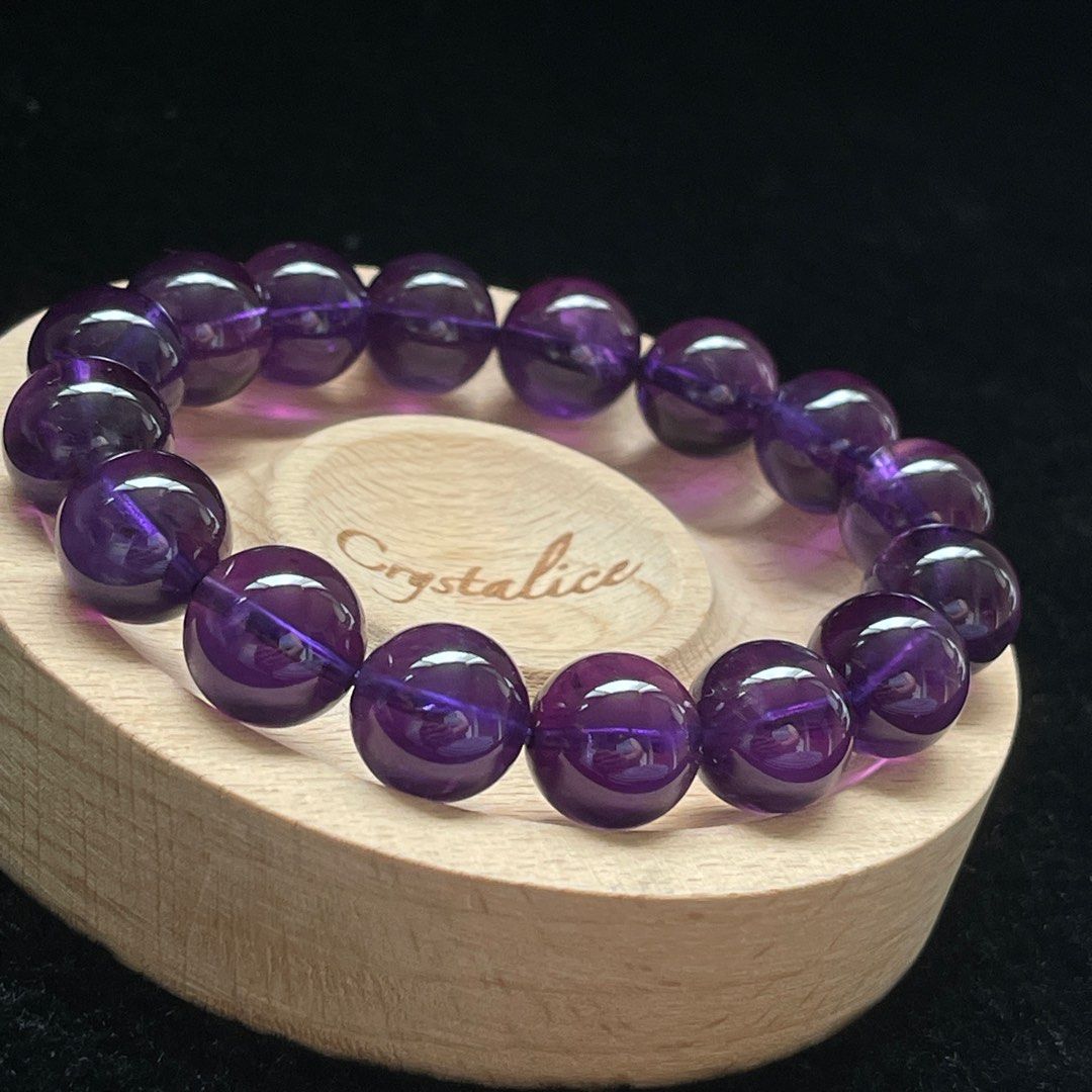 🍁 Uruguay Purple Amethyst Natural Quartz Crystal bracelet 14mm 