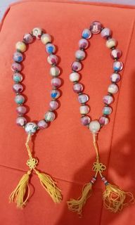 Antique 1950s Chinese Prayer Buddha Gods Glass Crystal Portrait x rare ww2 jewelry beads furniture rosary lucky charm fengshui brass