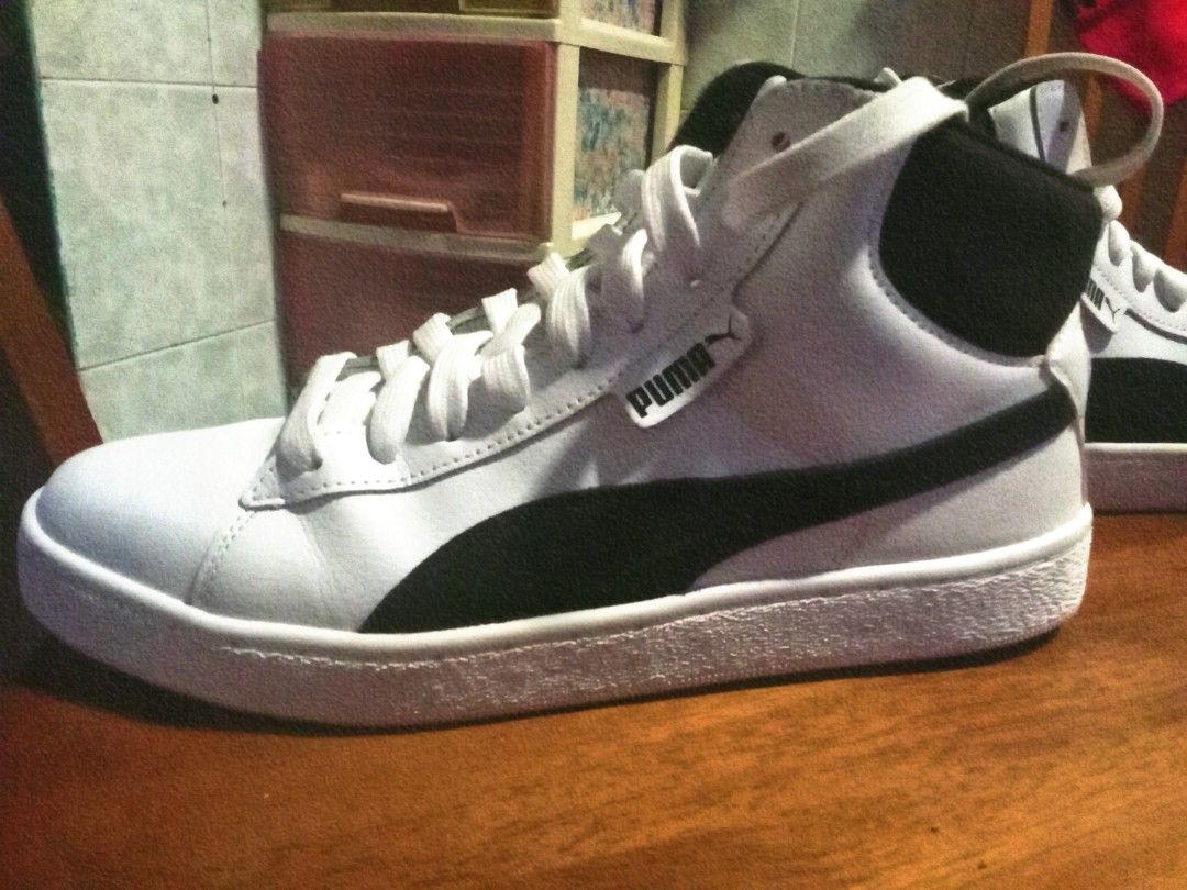 Authentic Puma 1948 Mid Length White And Black Sneakers
