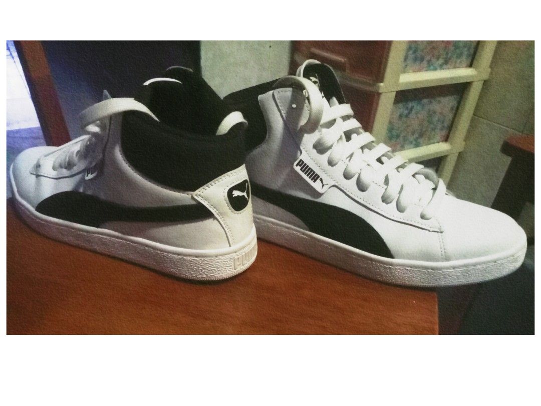 Authentic Puma 1948 Mid Length White And Black Sneakers Men s Fashion Footwear Sneakers on Carousell