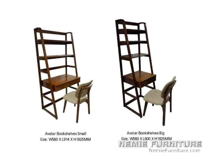 AVATAR small study table with chair / working table (Category: Tables & Sets) located in Quezon City. Submitted by nemiefurniture (Listing ID 1302783367, Image 1). Description: PhP 15,900.00 Model: AVATAR SMALL study table with drawer, shelves and chair 23.62"L x 22.05"W x 71.50"H 600L x 560W x 1825H mm color: walnut PhP 17,500.00 Model: AVATAR BIG study table with drawer, shelves and chair 35.98"L x 22.05"W x 71.50"H 914L x 560W x 1825H mm color