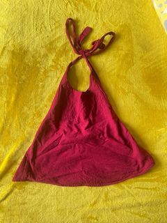 Backless linen red top