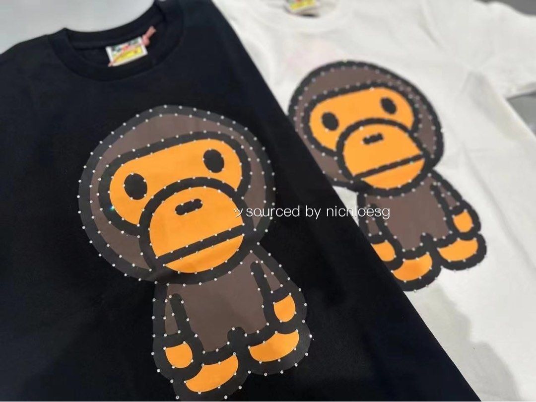 BAPE CRYSTAL STONE BIG BABY MILO TEE, Women