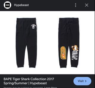 Bape tiger shark sweat pants