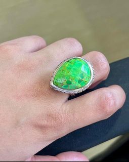 BARSE 925 Sterling Silver Vintage Real Pear-Cut Turquoise Statement Ring