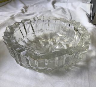 Big Heavy Glass Crystal Bowl or Ashtray   B2