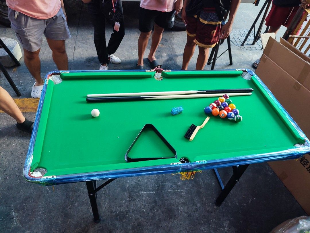 Billiard Table 2 x 4 feet (Junior) (Category: Billiards and Bowling) located in Manila. Submitted by min_yoongi (Listing ID 1302782851, Image 2). Description: Available ✓ JUNIOR BILLIARD TABLE (Foldable) - 2 x 4 feet x 30" Inclusions; - 1 set Ball 1-1/2 - 2 pcs Taco - 1 Triangle - 2 Chalks Pm for inquiries.