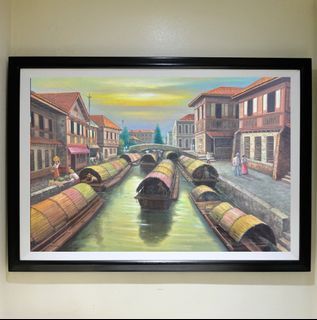 BINONDO 40x29 inches OIL ON CANVAS Painting with Wood Frame, Ready to Hang