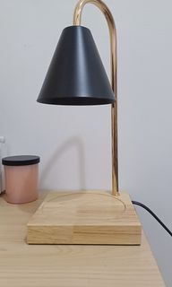 Black and Light Wood Yellow Light Lamp