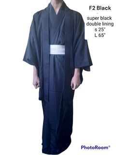 Black Premium  Silk kimono with obi abd haori