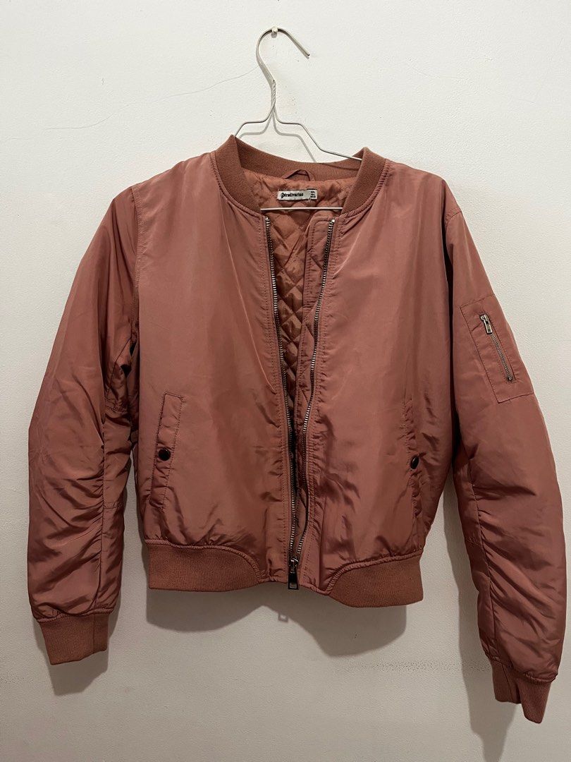 Bomber Jacket Stradivarius, Fesyen Wanita, Pakaian Wanita, Baju