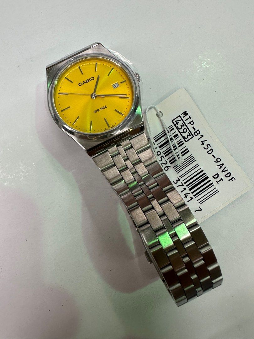 Casio MTP-B145D-9 MTP-B145D-9A (Category: Men's Watches) located in Manila. Submitted by seikowatchfactory (Listing ID 1302629847, Image 3). Description: BNIB 10/10 Model: MTP-B145D-9A Price: 3000 pesos Specifications: Size of Case: 40 x 35 x 7.4mm Total Weight: 82g Approx. Battery Life: 3 years on SR621SW Regular Timekeeping 50m Water Resistance Date display Mineral Glass Stainless Steel One-Touch Triple fold clasp Quartz Movement Seller is Auth