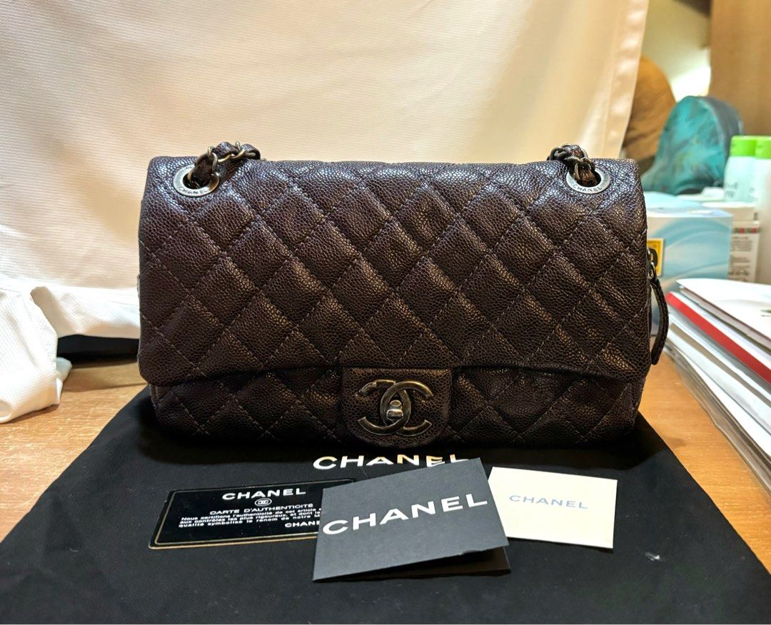 Chanel Purple Quilted Caviar Easy Flap Bag Luxury Bags Wallets on Carousell