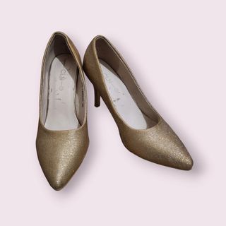 CLN Champagne Glitter Gold Heels for formal/office wear