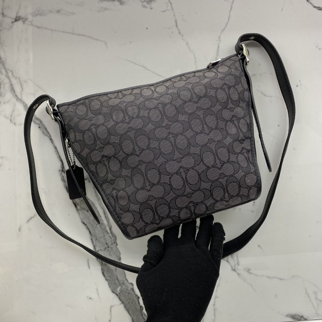COACH 25697 BLACK CANVAS SIGNATURE SMALL DUFFLETTE SLING SHOULDER BAG 247019146 FI