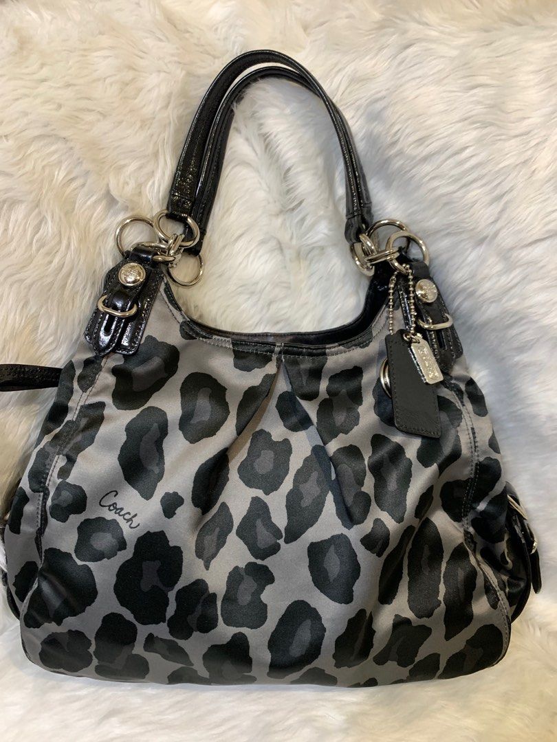 Coach Mia Maggie Satchel Silver Black Leopard Print Hobo 3 Compartments Luxury Bags Wallets on Carousell