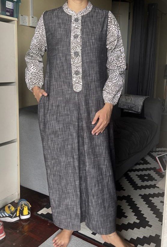 Denim Jubah Size L Women s Fashion Muslimah Fashion Kaftans Jubahs on Carousell