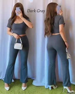FRENCHY SLEEVE CROPTOP AND FLARE PANTS