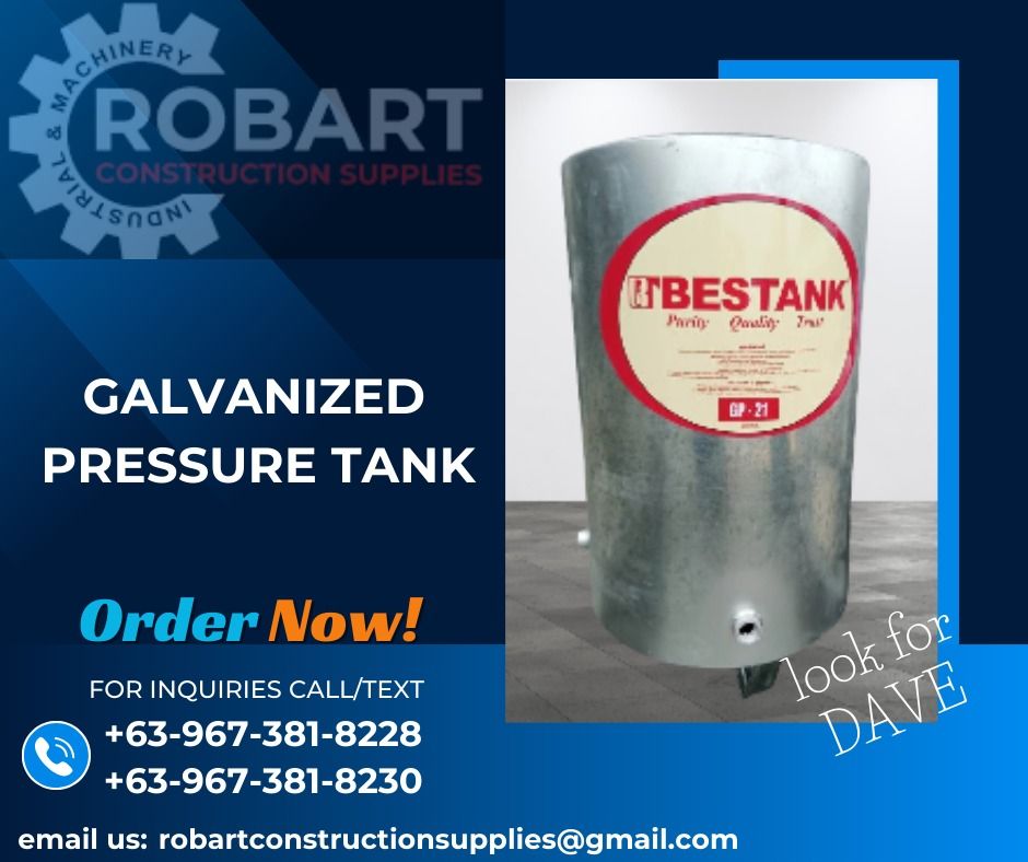 GALVANIZED PRESSURE TANK (Category: Construction Tools & Equipment) located in Caloocan City. Submitted by gabo. (Listing ID 1302796949, Image 1). Description: SALE❗ ❗ ❗ SALE❗ ❗ ❗ SALE❗ ❗ ❗ MODEL: GP-21 W/ BASE CAPACITY: 21 GALLONS LOOK FOR: Dave T. Cariño 0 9 6 7 3 8 1 8 2 2 8 / 0 9 6 7 3 8 1 8 2 3 0 7 7 4 6-6 1 4 8 / 7 0 0 2- 2 8 7 2 / 8 6 3 6-3 0 0 5 𝑹𝑶𝑩𝑨𝑹𝑻 𝑪𝑶𝑵𝑺𝑻𝑹𝑼𝑪𝑻𝑰𝑶𝑵 𝑺𝑼𝑷𝑷𝑳𝑰𝑬𝑺 📍 S&L BUILDING, 1ST & 2ND FLOOR, 1405 