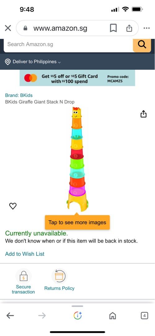 Giraffe Stack and Drop Toy (Category: Infant Playtime) located in Mandaluyong City. Submitted by lynndco (Listing ID 1302730480, Image 2). Description: Giraffe Stack and Drop Toy Good for 12 months to 3 yrs old Condition: used but in good conditon Price: 200 Buyer shall arrange pick up in Mandaluyong City.
