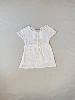 global work pure white textured babydoll top
