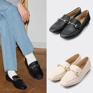 GU by Uniqlo Loafers in Black & Natural [ Pre-order from Japan ]