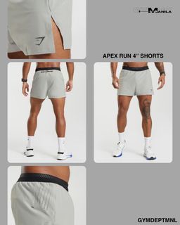 GYMSHARK APEX RUN 4" Shorts Color: Light Grey Available sizes: S, M Price: ₱2,100