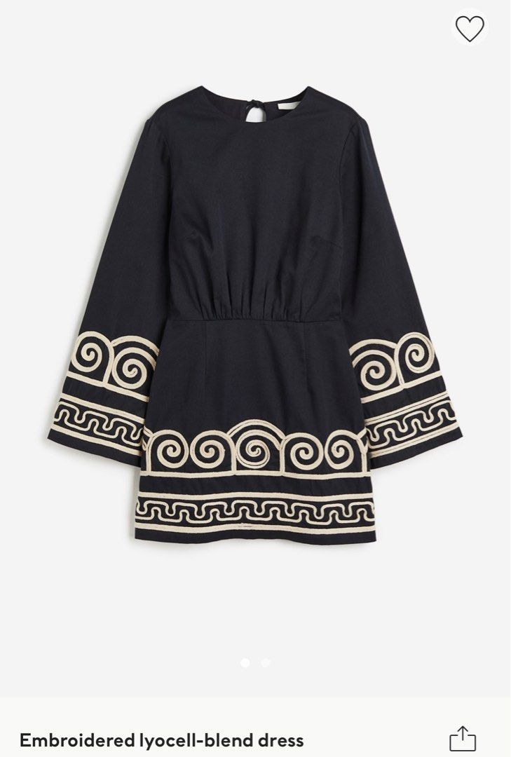 H&M Embroidered Dress (Black), Women's Fashion, Dresses & Sets, Dresses on  Carousell
