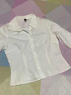 H&M White Longsleeve Shirt / Polo like Uniqlo Zara