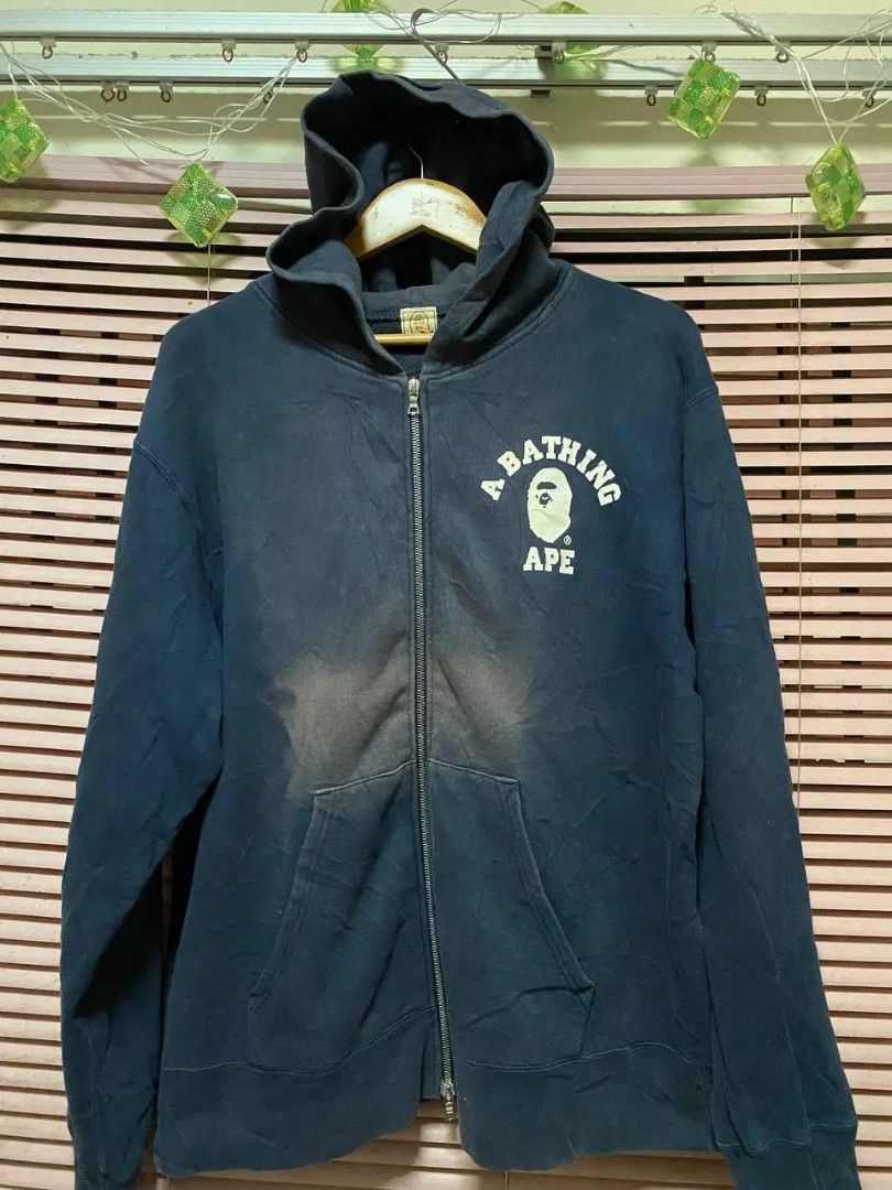 Hoodie Bape vintage faded Men s Fashion Tops Sets Hoodies on Carousell