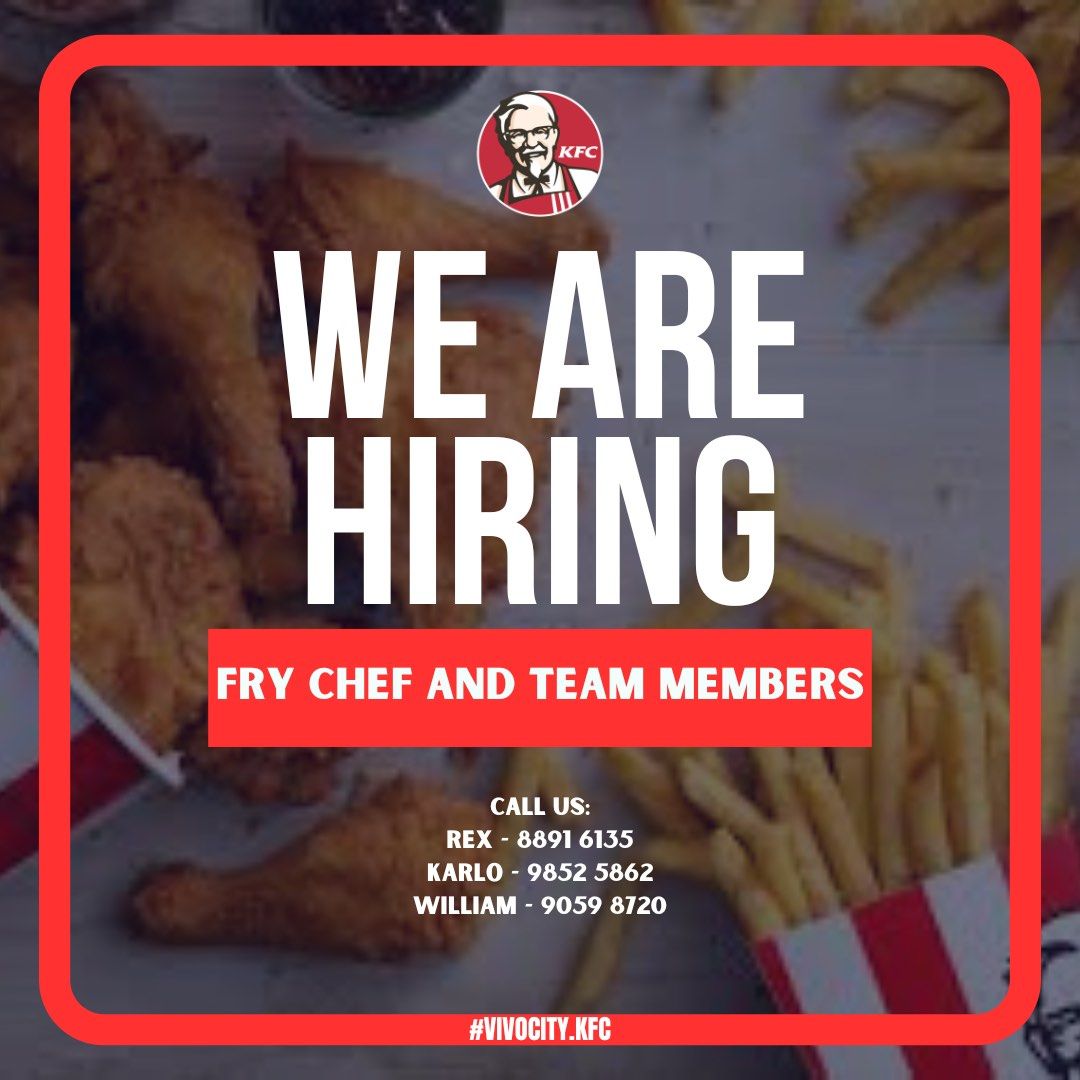 KFC Vivo City Hiring 2024, Jobs, Hospitality, F&B on Carousell