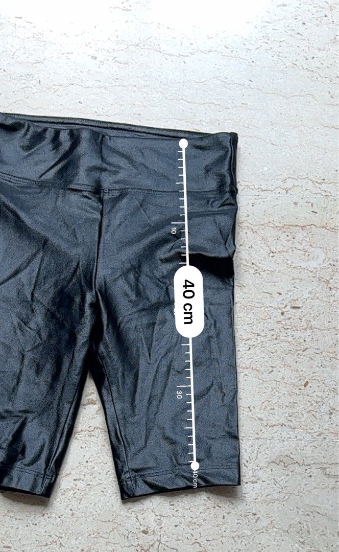 Black shiny biker shorts hot sale