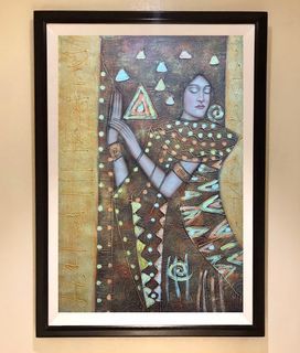 Large & Textured GUSTAV KLIMT STYLE 40x29 inches OIL on CANVAS Painting with frame