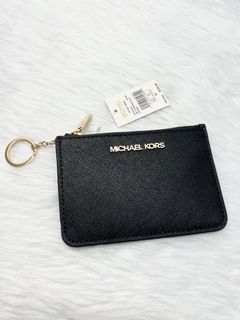 Michael Kors Jet Set Travel Small Top Zip Leather Coin Pouch / Wallet.  Color: Black