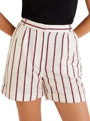 MNG Striped Linen Shorts