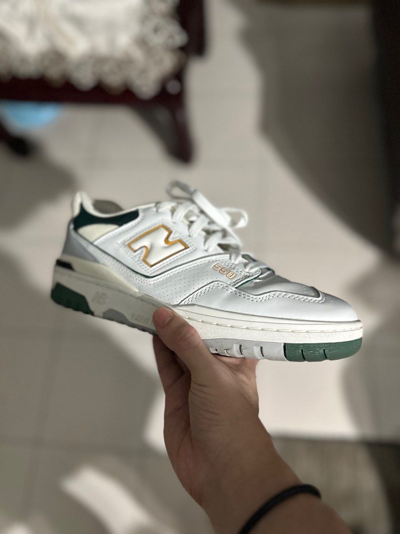 new balance 550 aime leon dore natural green on feet